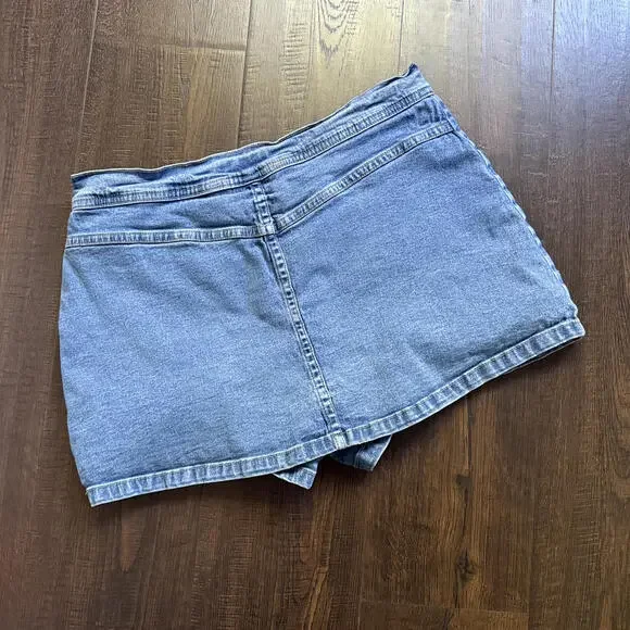 Vintage Y2k Xhilaration Denim Skort Skirt Waist 29 Cotton Blend Mini Micro Skirt